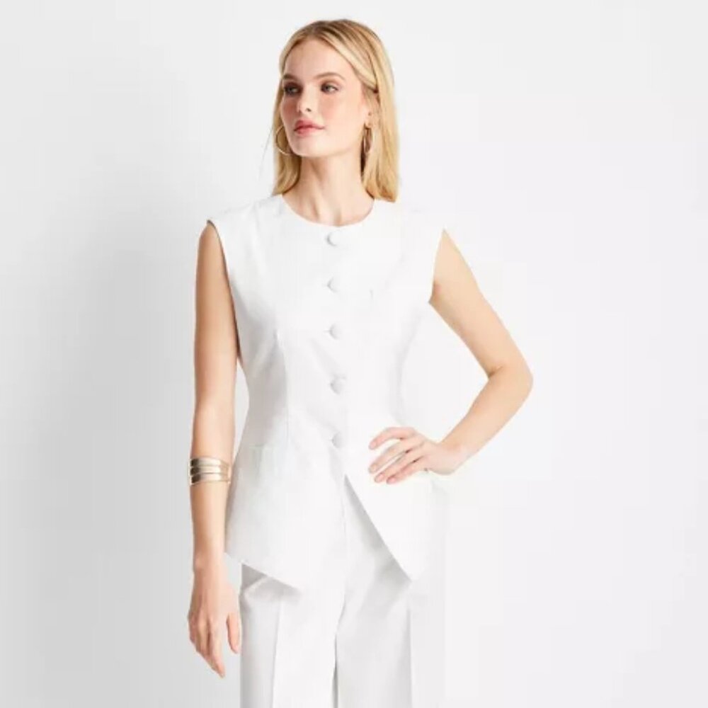 Women's Sleeveless Button-Front Waistcoat - Future Collective™ with Jenee Naylor
